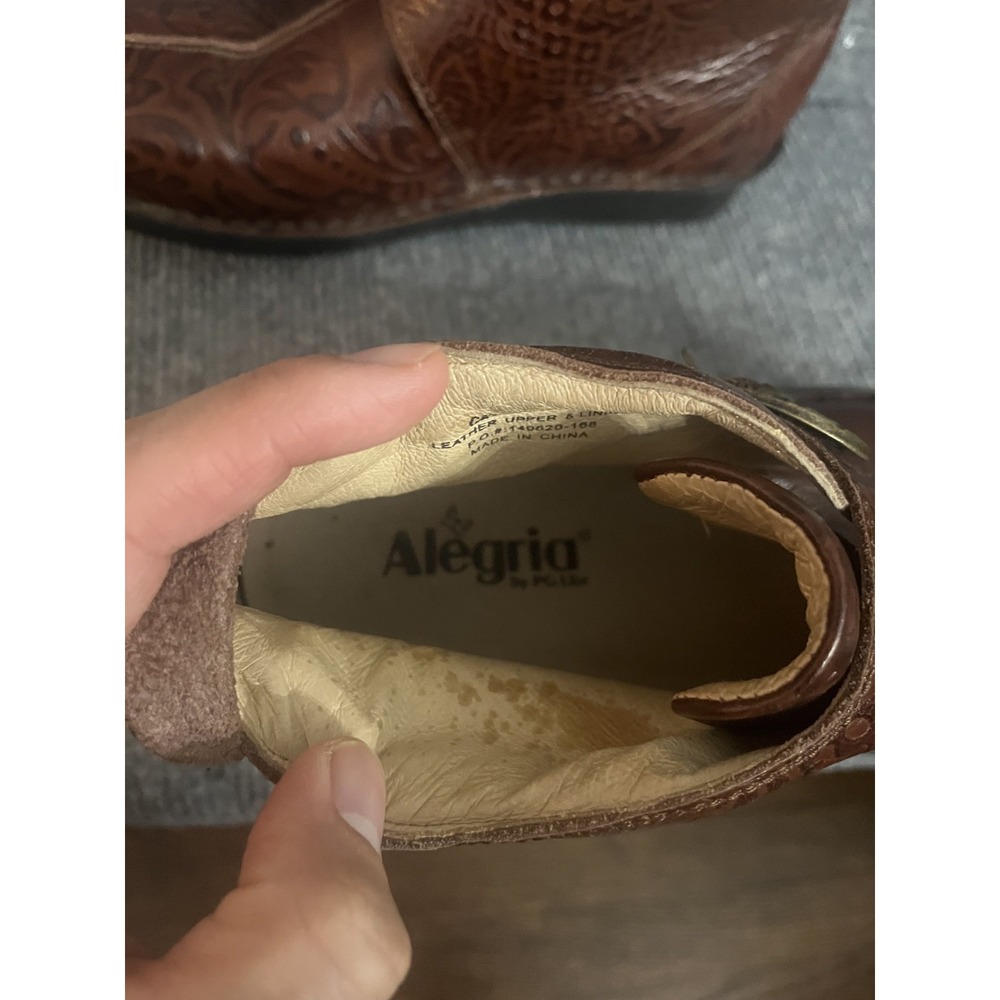 Alegria PG Lite Brown Leather Brass Buckle Ankle Bootie 39 8.5-9 - Picture 11 of 11